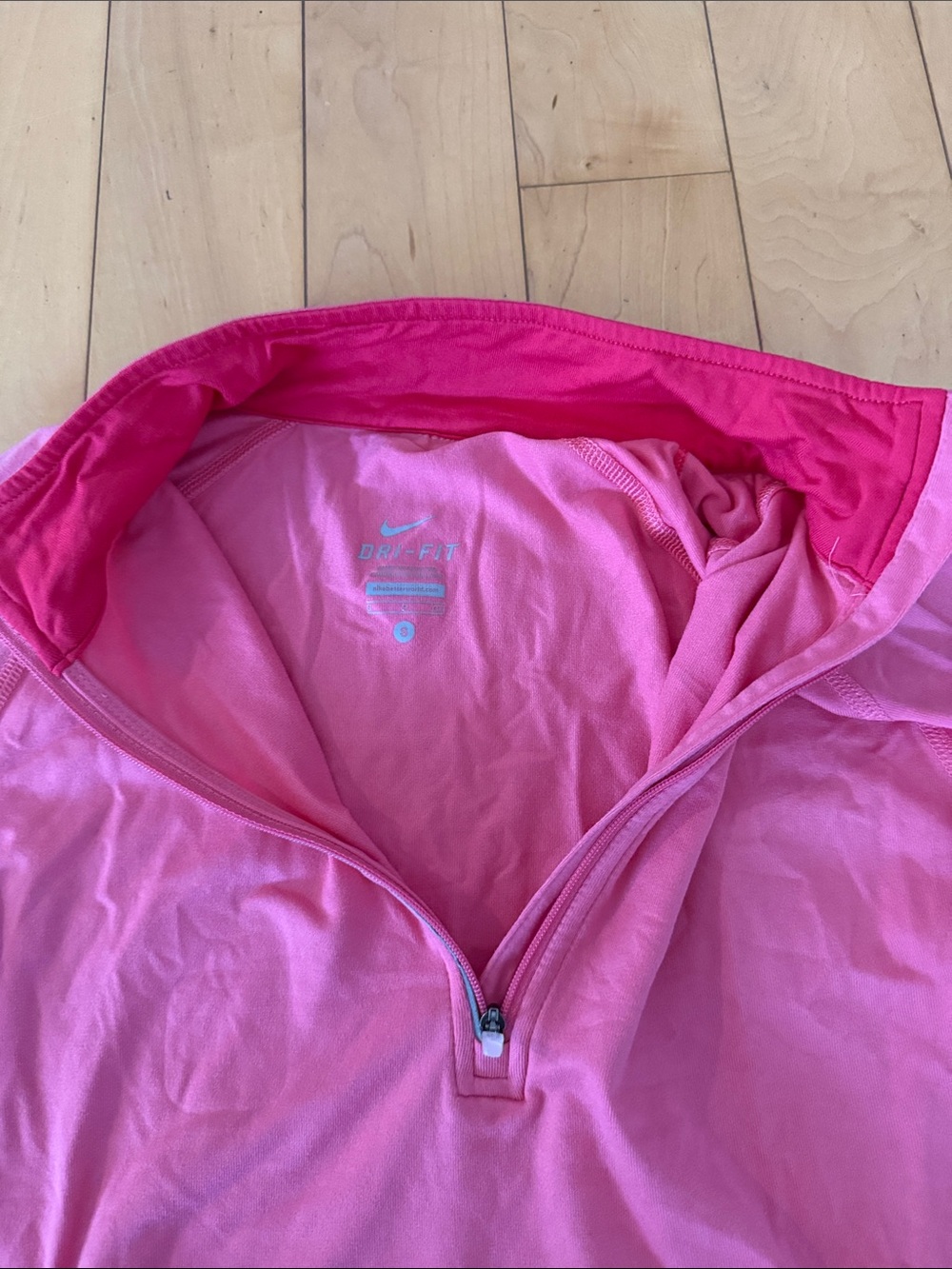 Nike Women's Pink/Salmon Quarter-Zip Long Sleeve Top - Picture 2 of 4